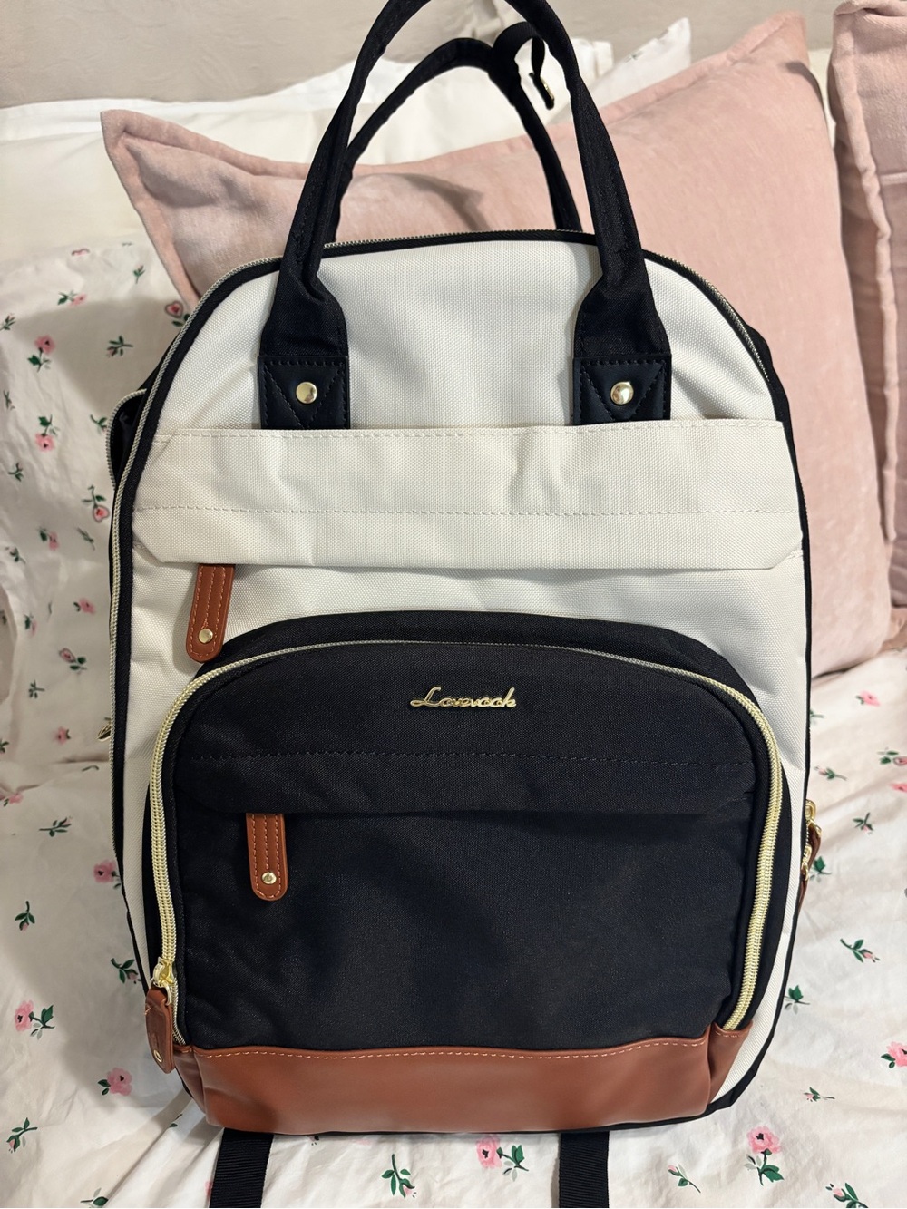 Lovech Black & Cream Canvas Backpack
